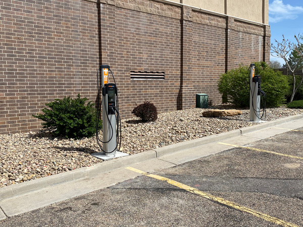 Electric vehicle charging stations located on campus